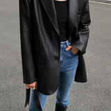 Sarah | Leren blazer met zakken en details