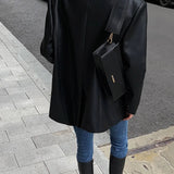Sarah | Leren blazer met zakken en details