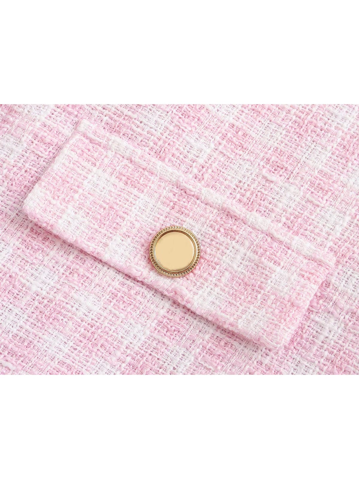 Lotte | Roze Tweed Topjacke met gouden Knopen voor Dames