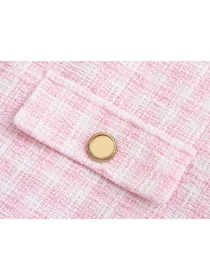 Lotte | Roze Tweed Topjacke met gouden Knopen voor Dames