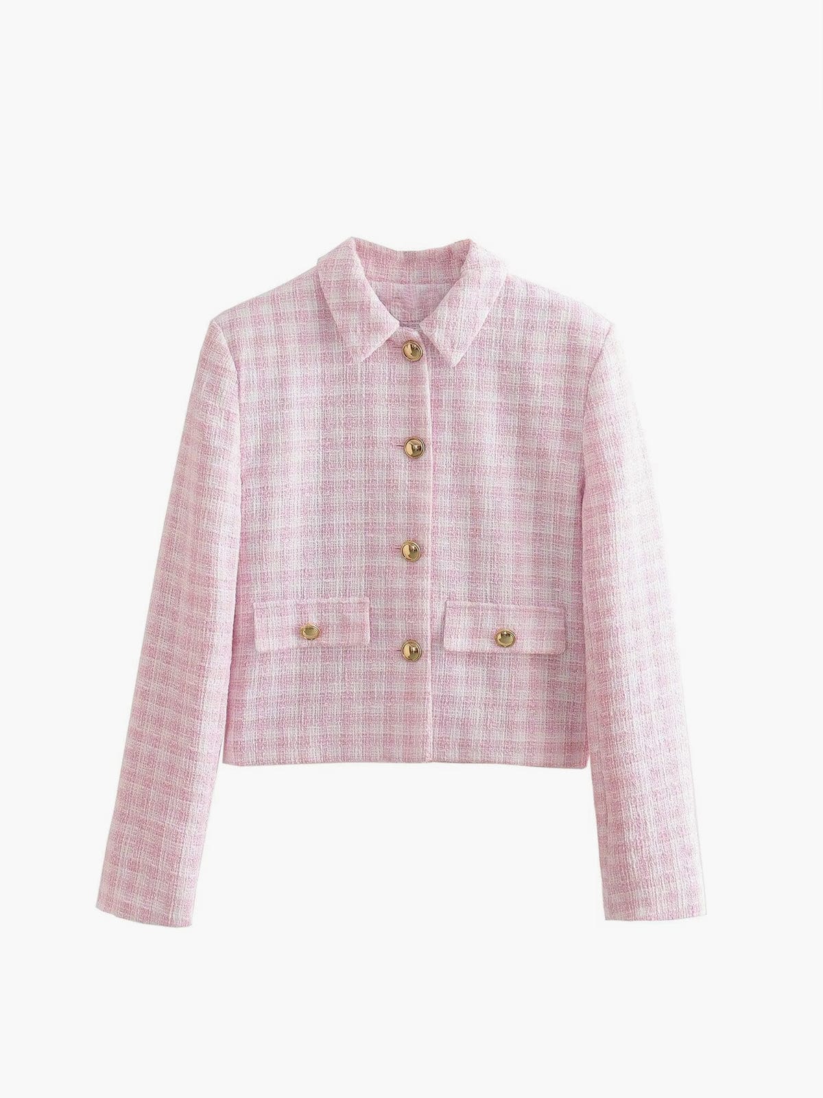 Lotte | Roze Tweed Topjacke met gouden Knopen voor Dames