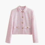 Lotte | Roze Tweed Topjacke met gouden Knopen voor Dames