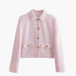 Lotte | Roze Tweed Topjacke met gouden Knopen voor Dames