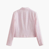 Lotte | Roze Tweed Topjacke met gouden Knopen voor Dames