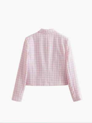Lotte | Roze Tweed Topjacke met gouden Knopen voor Dames