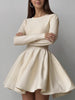 Alina | Elegante Dames Skaterjurk in Crème met Lange Mouwen