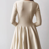 Alina | Elegante Dames Skaterjurk in Crème met Lange Mouwen