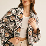 Steppjacke met etnisch patroon en oversized snit