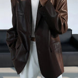 Sarah | Leren blazer met zakken en details