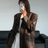 Sarah | Leren blazer met zakken en details