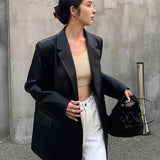 Tessa | Losse Blazer van Kunstleer met Reverskraag