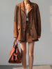 Romy | Trendy oversized blazer en rok set van bruin suede