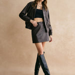 Elena | Trendy Leren Bomberjack – Modern & Casual