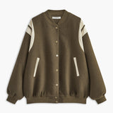 Molly | Casual varsity-jack in retro-stijl met gestreepte mouwdetails en ribgebreide boorden