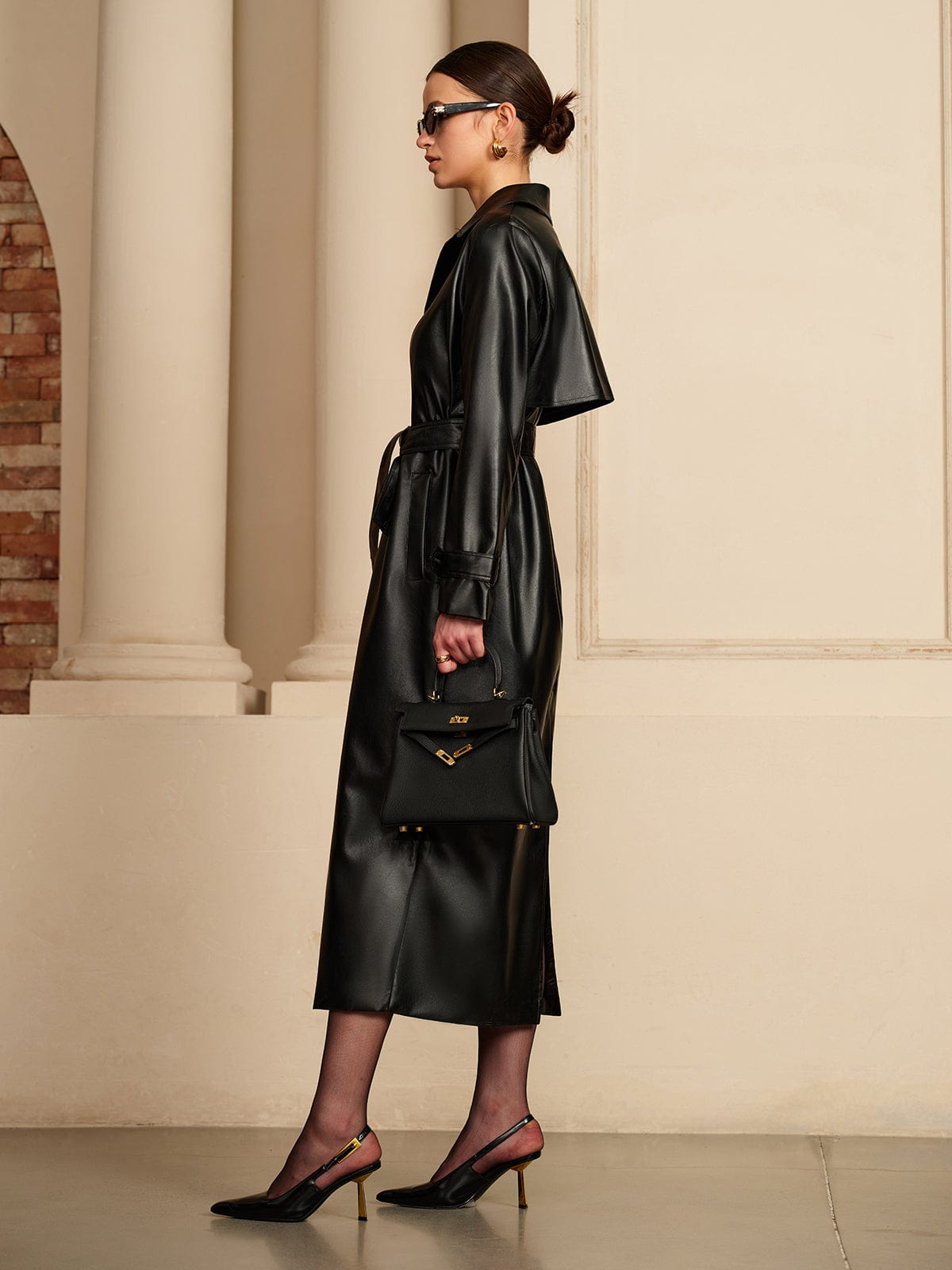 Manon | Elegante Leren Trenchcoat – Luxe ontmoet tijdloze elegantie