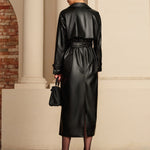 Manon | Elegante Leren Trenchcoat – Luxe ontmoet tijdloze elegantie