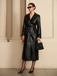 Manon | Elegante Leren Trenchcoat – Luxe ontmoet tijdloze elegantie
