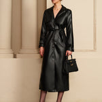 Manon | Elegante Leren Trenchcoat – Luxe ontmoet tijdloze elegantie