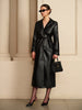 Manon | Elegante Leren Trenchcoat – Luxe ontmoet tijdloze elegantie