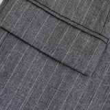 Jana | Klassieke oversized grijze pinstripe blazer met twee knopen voor dames