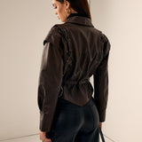 Valeria | Taillierter Lederblazer met Ceintuur – Elegant & Modern