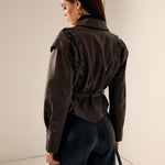 Valeria | Taillierter Lederblazer met Ceintuur – Elegant & Modern