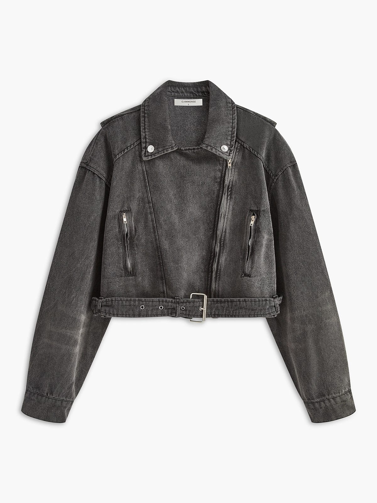 Lara | Zwarte Cropped Bikerjack uit Denim – Voor de ultieme rock-chic look