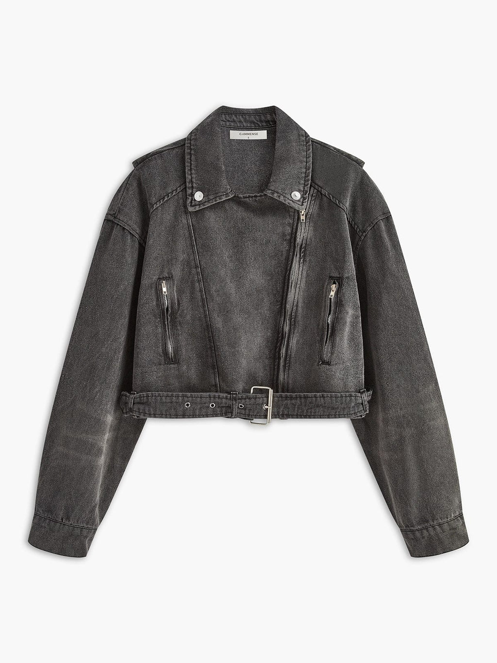 Lara | Zwarte Cropped Bikerjack uit Denim – Voor de ultieme rock-chic look