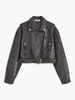 Lara | Zwarte Cropped Bikerjack uit Denim – Voor de ultieme rock-chic look