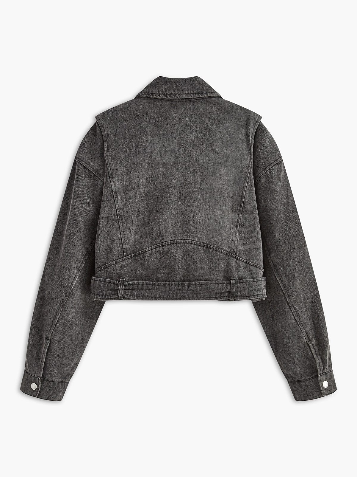 Lara | Zwarte Cropped Bikerjack uit Denim – Voor de ultieme rock-chic look