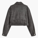 Lara | Zwarte Cropped Bikerjack uit Denim – Voor de ultieme rock-chic look