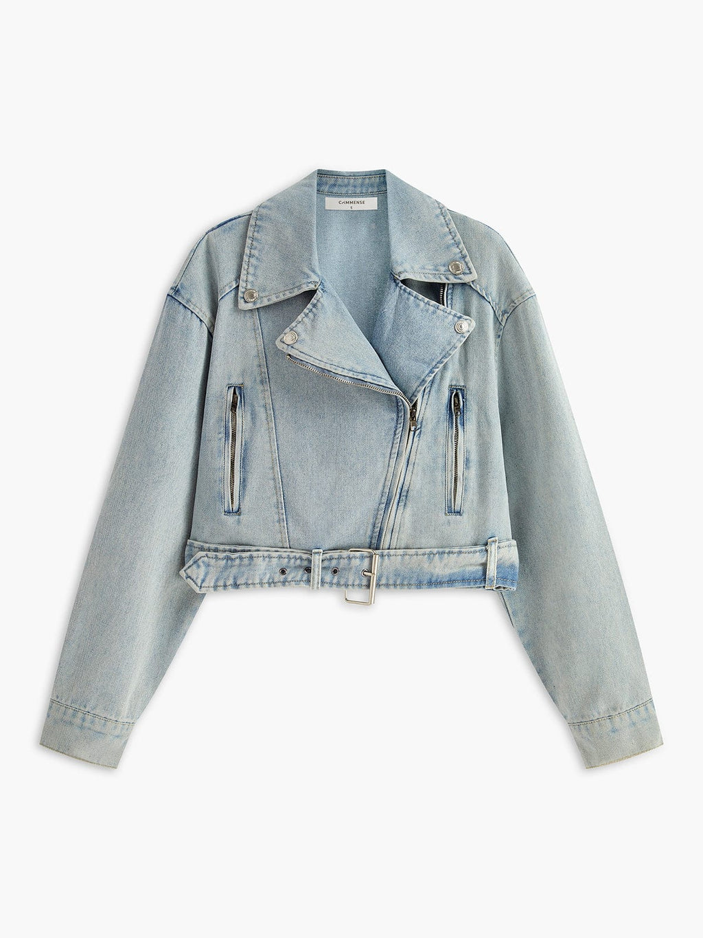 Leona | Cropped Denim Bikerjack – Voor een rebelse en stijlvolle look