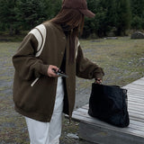 Molly | Casual varsity-jack in retro-stijl met gestreepte mouwdetails en ribgebreide boorden