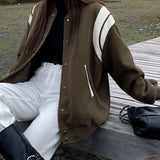 Molly | Casual varsity-jack in retro-stijl met gestreepte mouwdetails en ribgebreide boorden
