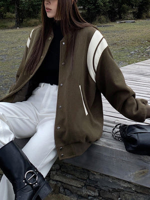 Molly | Casual varsity-jack in retro-stijl met gestreepte mouwdetails en ribgebreide boorden