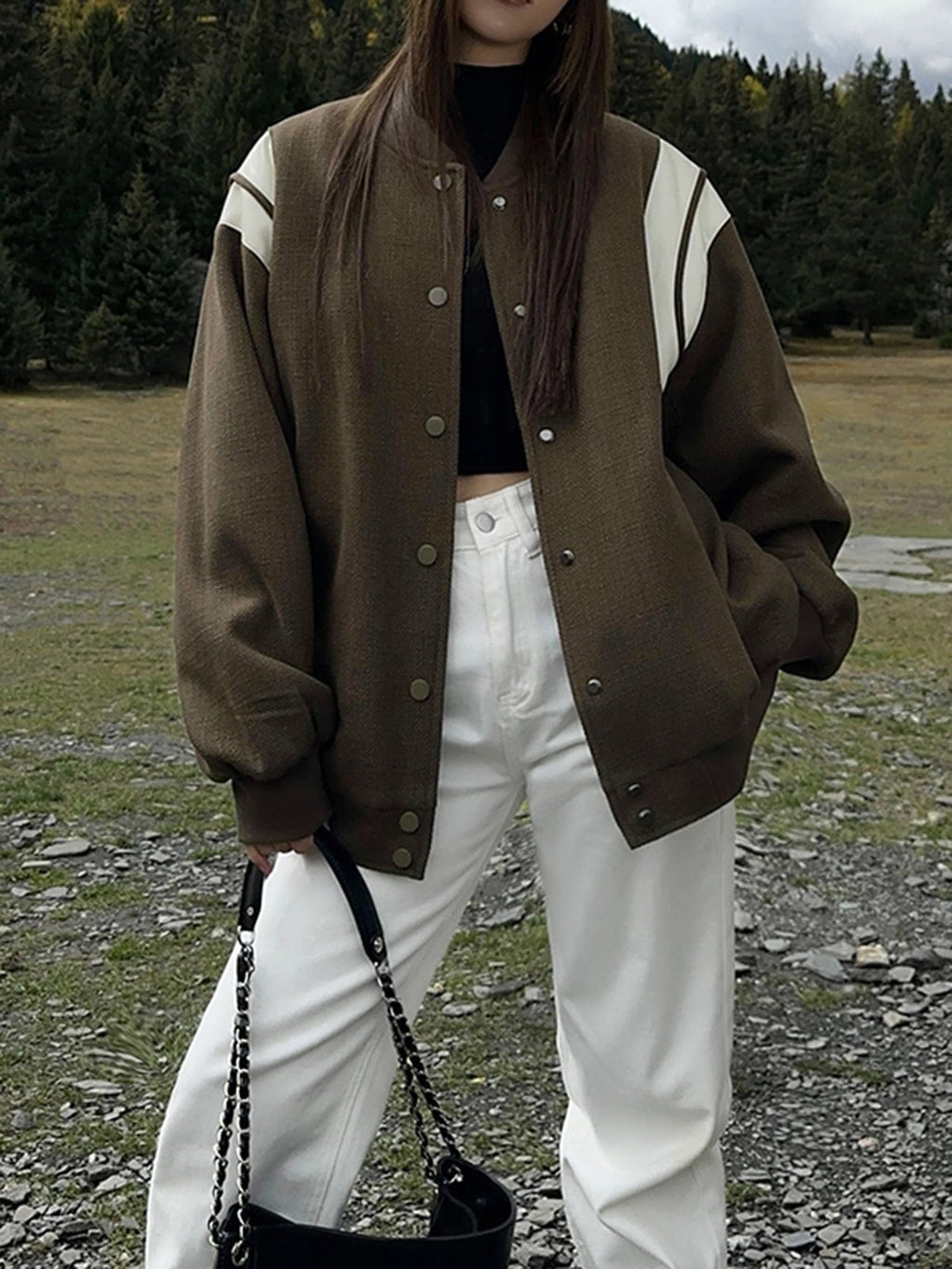 Molly | Casual varsity-jack in retro-stijl met gestreepte mouwdetails en ribgebreide boorden