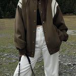 Molly | Casual varsity-jack in retro-stijl met gestreepte mouwdetails en ribgebreide boorden