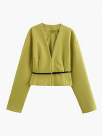 Irina | Verkorte V-hals Blazer voor Dames met Stijlvolle Smalle Ceintuur