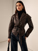 Valeria | Taillierter Lederblazer met Ceintuur – Elegant & Modern