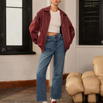 Amelie | Bordeauxrode Jas met Sportieve Accent