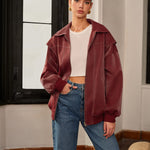 Amelie | Bordeauxrode Jas met Sportieve Accent