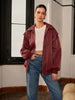 Amelie | Bordeauxrode Jas met Sportieve Accent
