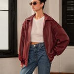Amelie | Bordeauxrode Jas met Sportieve Accent