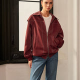 Amelie | Bordeauxrode Jas met Sportieve Accent