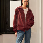 Amelie | Bordeauxrode Jas met Sportieve Accent