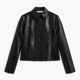 Amelia | Zwarte Kunstlederen Jas met Studs