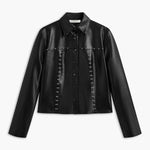 Amelia | Zwarte Kunstlederen Jas met Studs