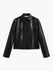 Amelia | Zwarte Kunstlederen Jas met Studs