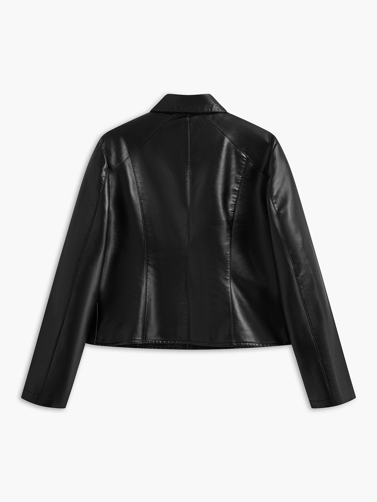 Amelia | Zwarte Kunstlederen Jas met Studs
