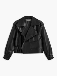 Sophia | Zwarte Kunstlederen Bikerjack – Een Statement-Piece voor elke Look